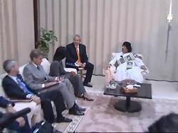 Rice meets Gadhafi, presser with Libyan FM News Clip