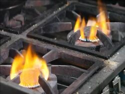 Stove top fire Stock Footage
