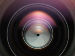 ECU Shot of Aperture of photo lens opens and closes during shooting / Germany Stock Footage