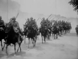WWI soldiers on horseback Stock Footage