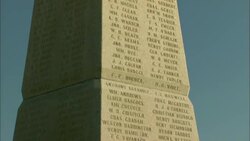 Stone US Army memorial monument Stock Footage