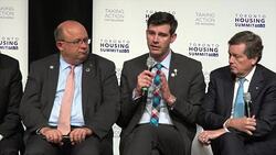 Don Iveson, Mayor of Edmonton, during the Affordable Housing Summit 2016 Stock Footage