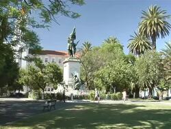 WS View of Marques de Sa Bandeira statue / Lisbon, Portugal Stock Footage