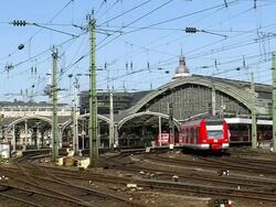 MS Shot of Main railway station / Cologne, North Rhine Westphalia, Germany Stock Footage