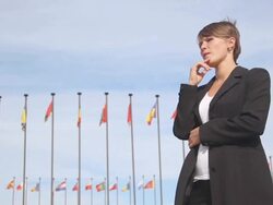business woman in thought Stock Footage