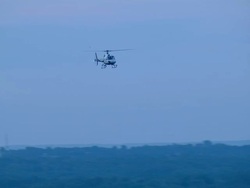 Life Flight emergency medical helicopter approaching for landing Stock Footage