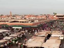 TL HA PAN ZO Jemaa el Fna day to night transition Stock Footage