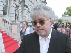INTERVIEW: Pedro Almodovar on his views on plastic surgeons and the future at The Skin I Live In UK Premiere: Film4 Summer Screen  Stock Footage