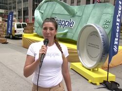 ATMOSPHERE - Participants and signage at Snapple Brings Real Fact To Real Life For Lady Liberty With Help From Nick Cannon Stock Footage