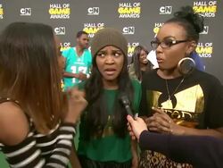 INTERVIEW - China Anne McClain, Sierra McClain, and Lauryn McClain on seeing Jason Derulo at Cartoon Network Hosts Fourth Annual Hall Of Game Awards Stock Footage