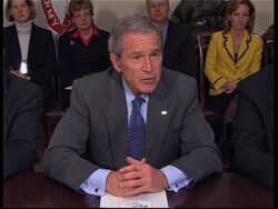 US President comment on trapped miners, patriot act News Clip