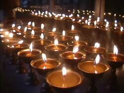 Tibetan Buddhist Butter Candles Stock Footage