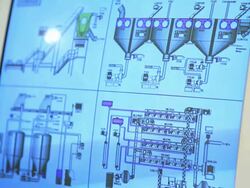 Recycle,  recycling plant, computer monitor, blue print Stock Footage
