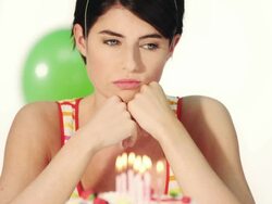 Sad woman on her birthday Stock Footage