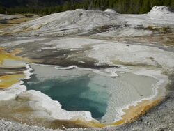 Heart Spring with Lion Geyser behind, Upper Geyser Basin, Stock Footage