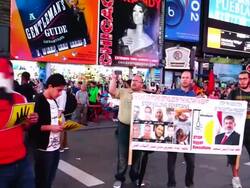 Protesting death sentence of M. Morsi, Times Square, New York City Stock Footage