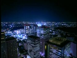 WA High angle view across modern cities high-rise rooftops at night, Shinjuku west district, Tokyo, Japan Stock Footage