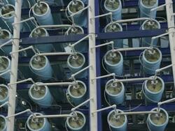 LA PAN filter units in water treatment plant, RED R3D 4K Stock Footage