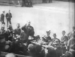 B/W 1890s Pres. McKinley giving dedication speech for Washington monument / Fairmount Park, Phila. Stock Footage