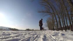 Beautiful winter day with father Stock Footage