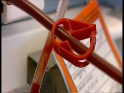 BCU Blood moving through tubes of dialysis machine Stock Footage