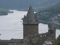 WS View of Stahleck Castle near Bacharach / Rhine-Valley,  Rhineland-Palatinate, Germany Stock Footage