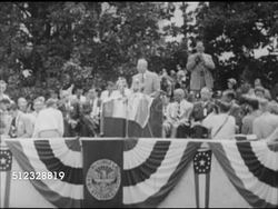 1952: DWIGHT EISENHOWER SPEECH:  VS Republican nominee for president, Five-star General Dwight D. 'Ike' Eisenhower (1890-1969) speaking (SOT) about government 'mess,' promises of election. Campaign, political rally, politics Instructional Video