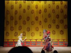 MS Artist performing Beijing opera in traditional theatre AUDIO / xi'an, shaanxi, china Stock Footage