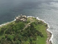 Aerial view of Cornwall, England, coastline, St Michaels Mount Island, Cornwall, UK  Stock Footage