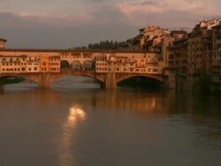 Ponte Vecchio in sunset Stock Footage