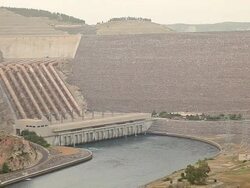 HD: Ataturk Dam on the Euphrates River Stock Footage