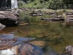 view of a waterfall at Brazilian 'Cerrado' - Salto II - tilt cam Stock Footage