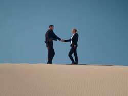 Businesspeople in desert Stock Footage