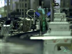 MS Shot of bottling plant at beverage industry / Gerolstein, Rhineland Palatinate, Germany  Stock Footage