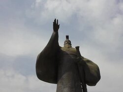 T/L LA WS Statue of Emperor Wu of Han Dynasty over sky/xian,shaanxi,China Stock Footage