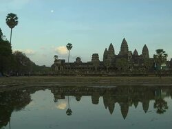 Long Shot Angkor Wat Siem Reap Cambodia Stock Footage