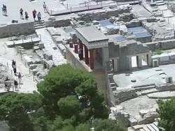 WS AERIAL View over tourist visits Knossos / Heraklion, Crete, Greece Stock Footage