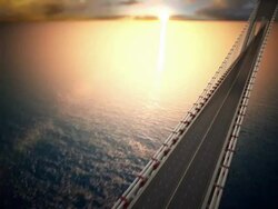 Endless suspension bridge over the water. Loopable CG. Stock Footage