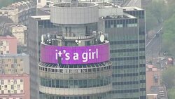 It's A Girl Message On The BT Tower News Clip