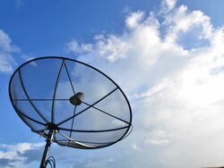 satellite dish antennas under sky Stock Footage