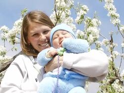 young mother with a baby Stock Footage