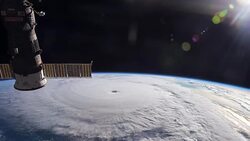 Hurricane Matthew Approaches The United States: View from International Space Station (ISS) Stock Footage