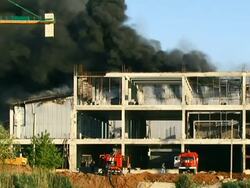 Building in fire Stock Footage
