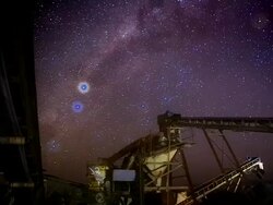 MS TS T/L View of machinery at night / Queensland, Australia Stock Footage