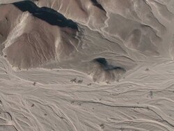 POV AERIAL  Nazca lines of astronaut / Nasca , Peru Stock Footage