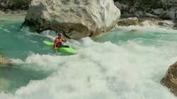 HD: Whitewater Kayaker Running The Rapid Stock Footage