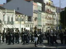 Lisbon Portugal Military Guard in Formation on Horses 4 Stock Footage
