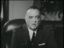 F.B.I. Director J. Edgar Hoover gives a speech regarding the qualifications of an F.B.I. agent. News Clip