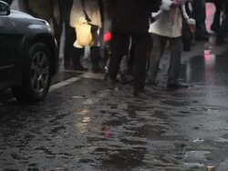 Pedestrian traffic in winter Stock Footage