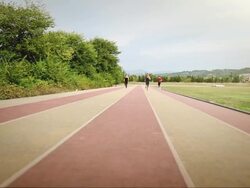 Personal trainer training two athlet girls Stock Footage